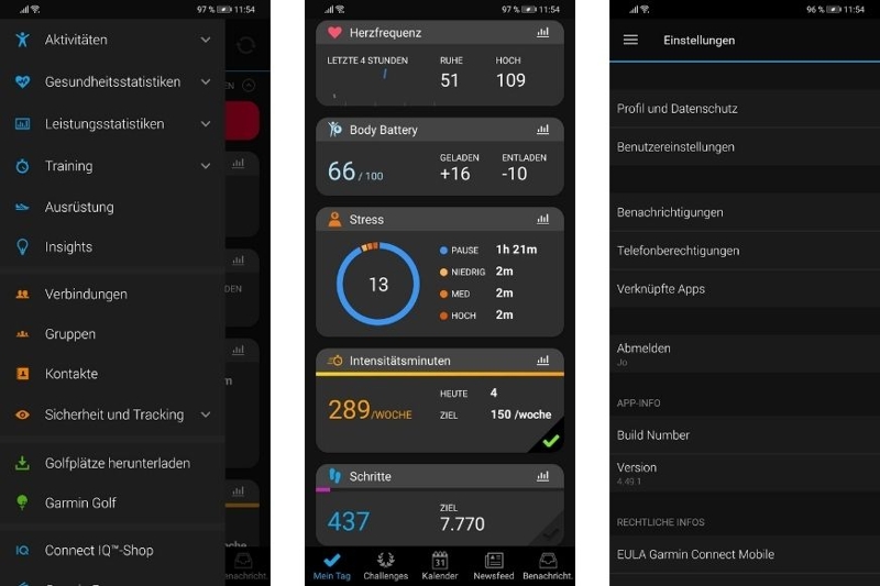 Открытое приложение Garmin Connect.